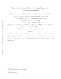 Some Considerations About Reviewing and Open-Access in Scientific