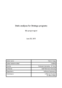 Static Analyses for Stratego Programs