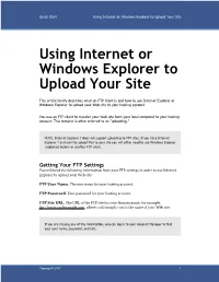 Using Internet Or Windows Explorer to Upload Your Site