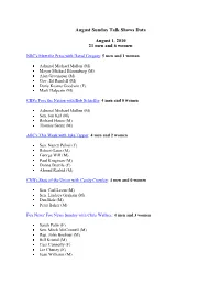 August Sunday Talk Shows Data