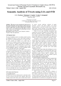 Semantic Analysis of Tweets Using LSA and SVD