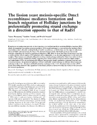 The Fission Yeast Meiosis-Specific Dmc1 Recombinase Mediates