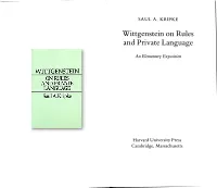 Wittgenstein on Rules and Private Language