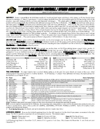 2015 COLORADO FOOTBALL / SPRING GAME NOTES March 15, 2015 (Folsom Field, 2:07 P.M.)