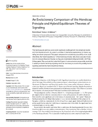 An Evolutionary Comparison of the Handicap Principle and Hybrid Equilibrium Theories of Signaling