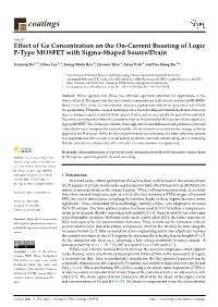 Effect of Ge Concentration on the On-Current Boosting of Logic P-Type MOSFET with Sigma-Shaped Source/Drain