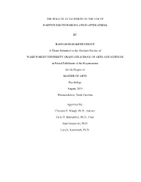 The Role of Attachment in the Use of Positive Emotion
