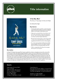 Tony Greig, the Reluctant Rebel