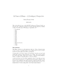 12 Years of Iphone – a Developer's Perspective
