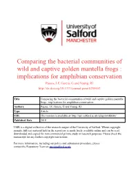Comparing the Bacterial Communities of Wild and Captive Golden Mantella
