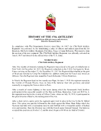 HISTORY of the 17Th ARTILLERY Compiled from Different Sources and References, Edited by Thomas R
