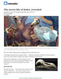 The Secret Life of Dodos, Revealed by Marlowe Hood, AFP, Adapted by Newsela Staff on 09.26.17 Word Count 529 Level MAX