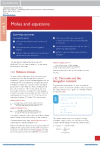 Unit 1Moles and Equations