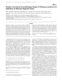Variation in the Internal Transcribed Spacer Region of Phakopsora Pachyrhizi and Implications for Molecular Diagnostic Assays