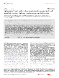 Boosting Strategies for Adenoviral and Modified Vaccinia Ankara