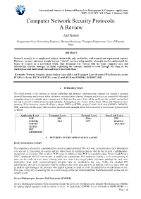 Computer Network Security Protocols: a Review