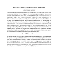 FAITH and PRACTICE ADVICES and QUERIES Quakerism Is A