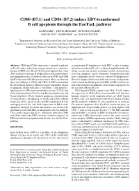 Induce EBV-Transformed B Cell Apoptosis Through the Fas/Fasl Pathway