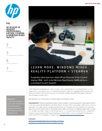 Learn More: Windows Mixed Reality Platform + Steamvr