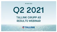 Tallink Grupp 2021 Q2 Presentation