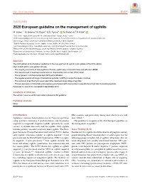 2020 European Guideline on the Management of Syphilis