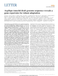 Aegilops Tauschii Draft Genome Sequence Reveals a Gene Repertoire for Wheat Adaptation