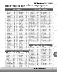 CHEAT SHEET IDP by Gary Davenport LINEBACKERS DEFENSIVE LINEMEN