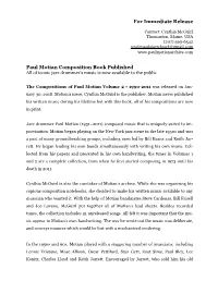 For Immediate Release Paul Motian Composition Book Published