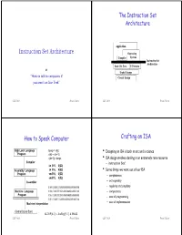 Instruction Set Architecture