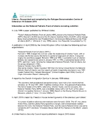 Liberia - Researched and Compiled by the Refugee Documentation Centre of Ireland on 14 October 2010
