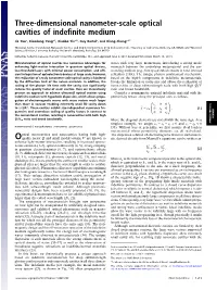 Three-Dimensional Nanometer-Scale Optical Cavities of Indefinite Medium