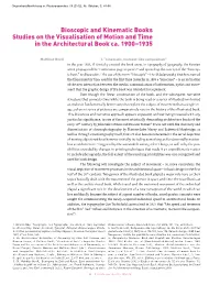 Bioscopic and Kinematic Books Studies on the Visualisation of Motion and Time in the Architectural Book Ca