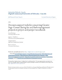 Decision-Support Tools for Conserving Greater Sage-Grouse During Fire and Fuels Management Projects in Pinyon and Juniper Woodla