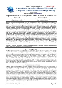 Implementation of Holographic View in Mobile Video Calls