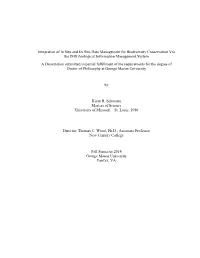 Integration of in Situ and Ex Situ Data Management for Biodiversity
