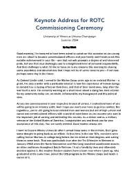 Keynote Address for ROTC Commissioning Ceremony