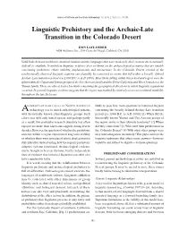Linguistic Prehistory and the Archaic-Late Transition in the Colorado Desert