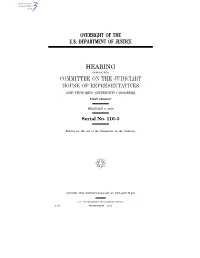 Oversight of the U.S. Department of Justice