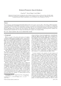 Statistical Parametric Speech Synthesis