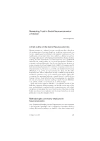 Measuring Trust in Social Neuroeconomics: a Tutorial