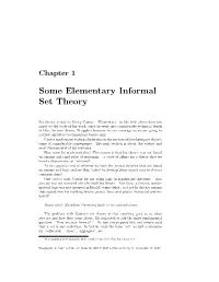 Some Elementary Informal Set Theory
