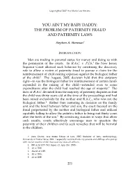 The Problem of Paternity Fraud and Paternity Laws