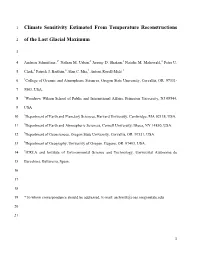 Climate Sensitivity Estimated from Temperature Reconstructions of The