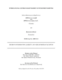 Decision on Jurisdiction, Liability and Certain Issues of Quantum
