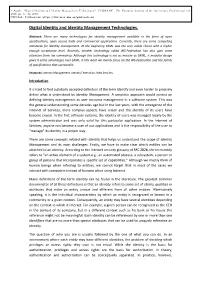 Digital Identity and Identity Management Technologies