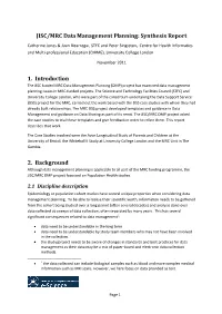 JISC/MRC Data Management Planning: Synthesis Report 1