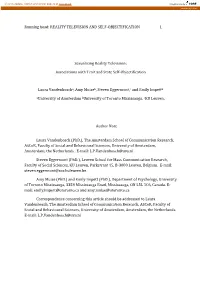 Running Head: REALITY TELEVISION and SELF-OBJECTIFICATION 1