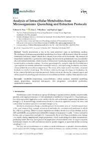 Analysis of Intracellular Metabolites from Microorganisms: Quenching and Extraction Protocols