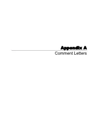 Appendix a Comment Letters Appendix A1 Comment Letters on the Draft EIR COMMENT LETTER NO