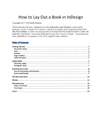 How to Lay out a Book in Indesign